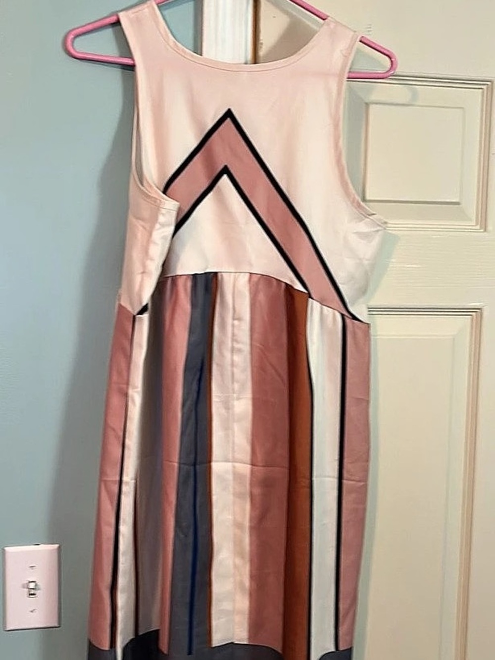 Color Block Maxi Dress in Pink & Blue Like New